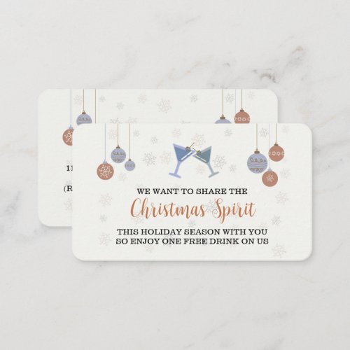 Festive Holiday Christmas Spirit Drinks Ticket Enclosure Card