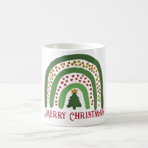 Festive holiday Christmas tree green red rainbow   Coffee Mug