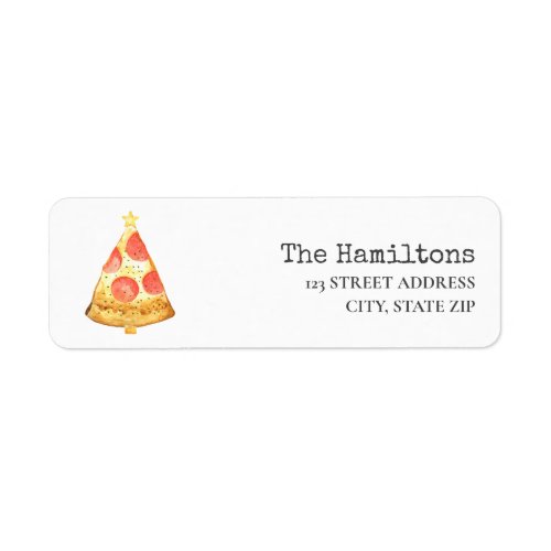 Festive Holiday Christmas Tree Pizza Pepperoni Label