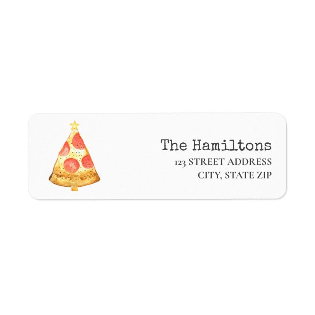 Festive Holiday Christmas Tree Pizza Pepperoni Label (Front)