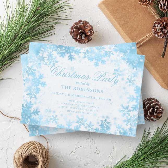 Festive Holiday Christmas Turquoise Snowflakes Invitation (Festive Holiday Christmas Turquoise Snowflakes Invitation)