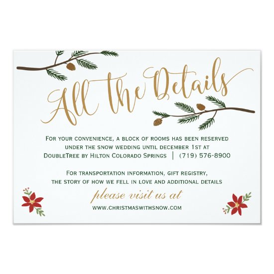 Festive Holiday Christmas Wedding Detail Card