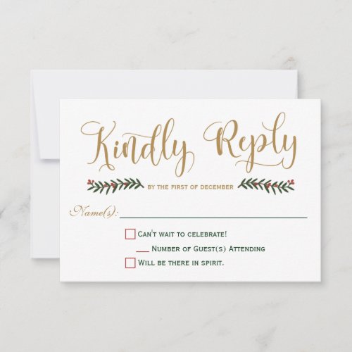 Festive Holiday Christmas Wedding Invitation RSVP