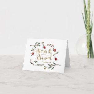 Festive Holiday Christmas Wedding Thank You Card