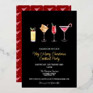 Festive Holiday Cocktail Party Christmas Foil Invitation