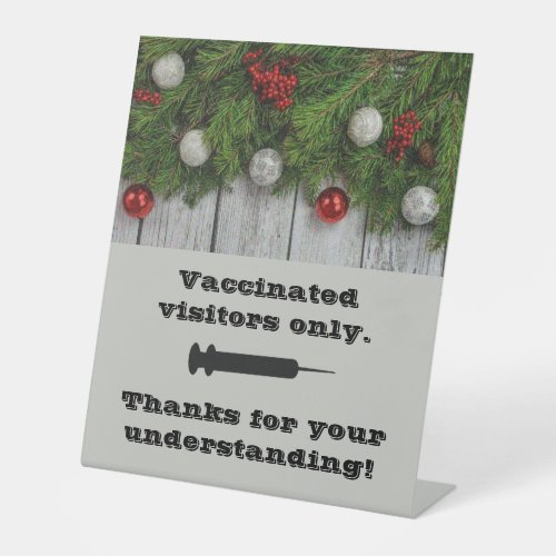 Festive Holiday Colors Vaccinated Only Pedestal Sign