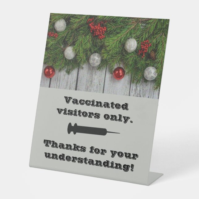 Festive Holiday Colors Vaccinated Only Pedestal Sign (Front)