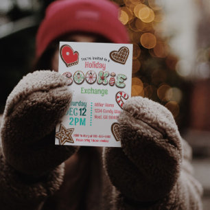 Festive Holiday Cookie Exchange - Gingerbread  Invitation