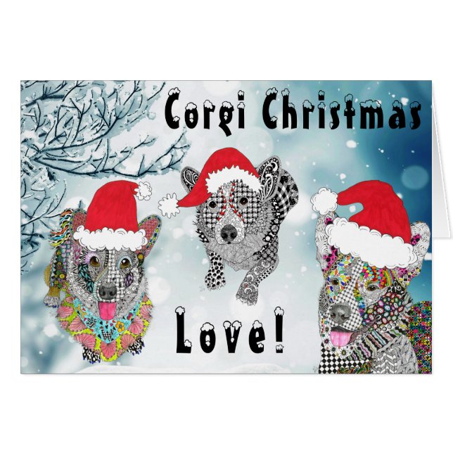 Festive Holiday Corgi Christmas Greeting Card (Front Horizontal)