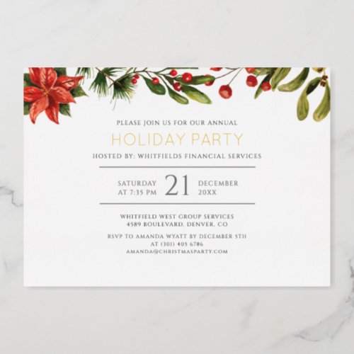 Festive Holiday Corporate Christmas Party Gold Foil Invitation
