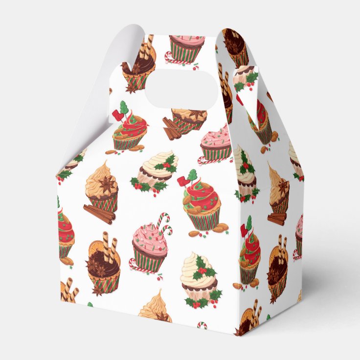 Festive Holiday Cupcakes Christmas Favor Box Zazzle