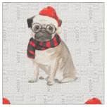 Festive Holiday Cute Pug Dog Christmas Fabric