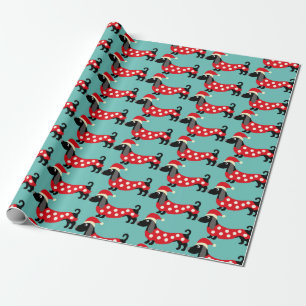 Festive Holiday Dachshunds Wrapping Paper