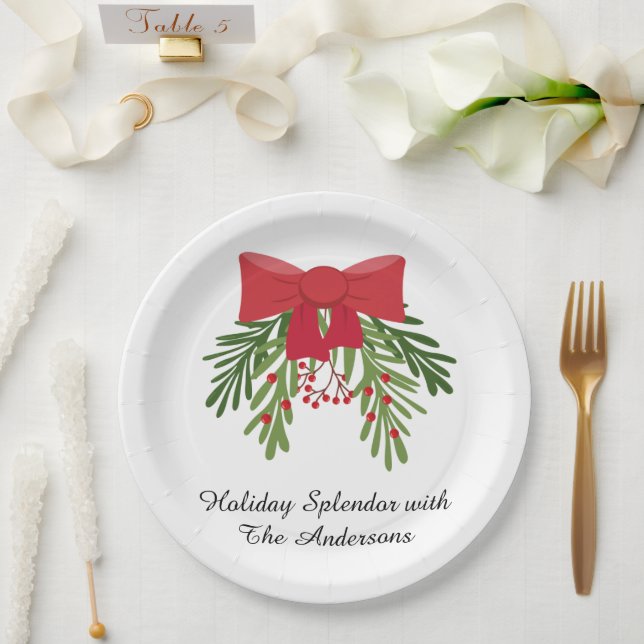 Festive Holiday Dining Décor Paper Plates (Wedding)