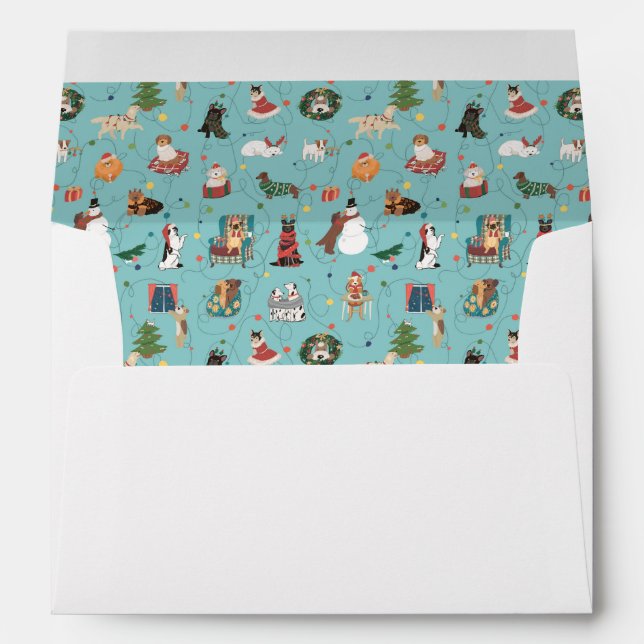 Festive Holiday Dogs in Christmas Sweaters Pattern Envelope (Back (Bottom))