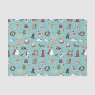 Festive Holiday Dogs in Christmas Sweaters Pattern Tissue Paper