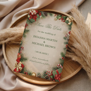 Festive Holiday Evergreen Gift Winter Save The Date