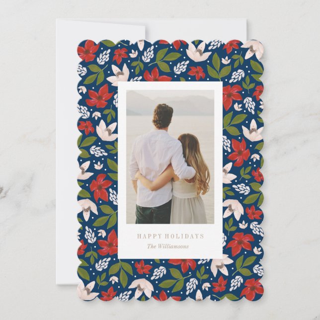 Festive Holiday Floral Card (Front)