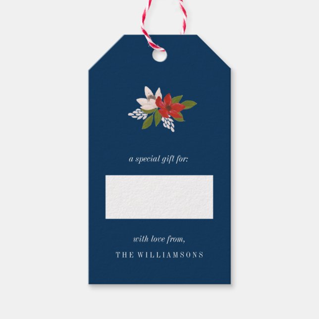 Festive Holiday Floral Gift Tags (Front)