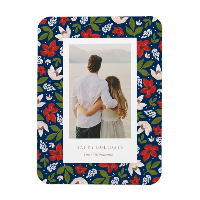 Festive Holiday Floral Magnet (Vertical)