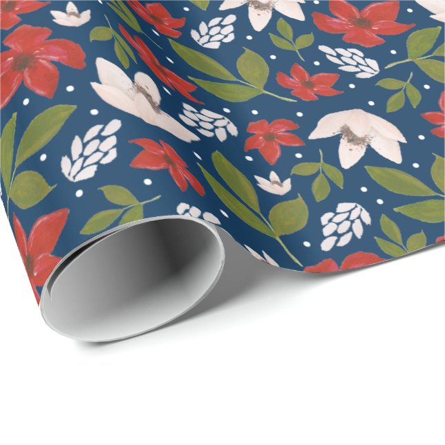 Festive Holiday Floral Wrapping Paper (Roll Corner)