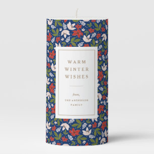 Festive Holiday Florals in Nav Personalized Candle