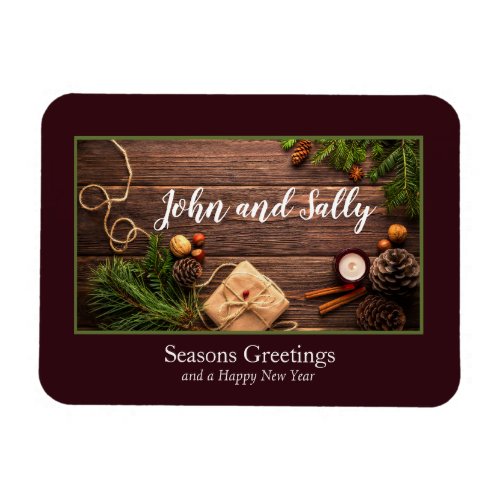 Festive Holiday Gift Photo Frame Personalize Magnet