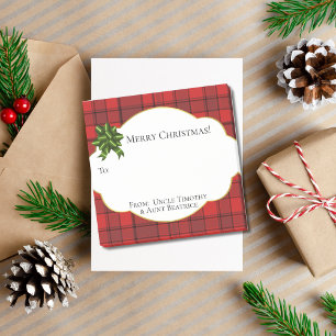 Festive Holiday Gift Tag Red Black Tartan Post-it Notes