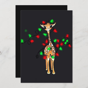 Festive holiday giraffe, red green twinkle lights