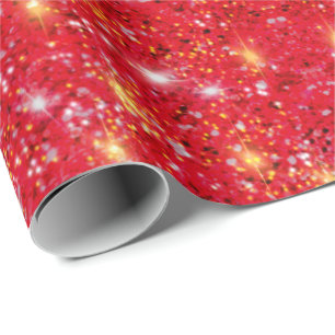 Festive holiday glitter red gold silver pattern wrapping paper