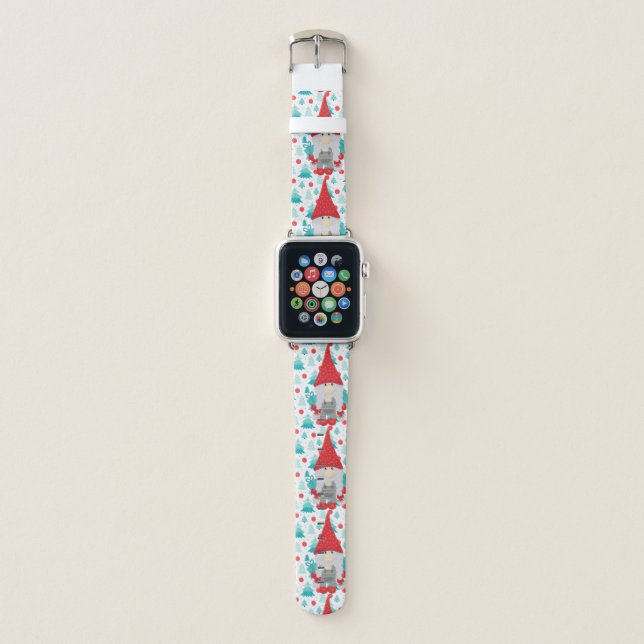 Festive Holiday Gnome with Gifts Apple Watch Band (Front)