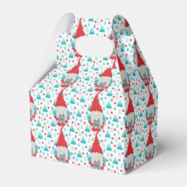 Festive Holiday Gnome with Gifts Favor Boxes (Front Side)