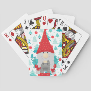 Festive Holiday Gnome with Gifts Poker Cards