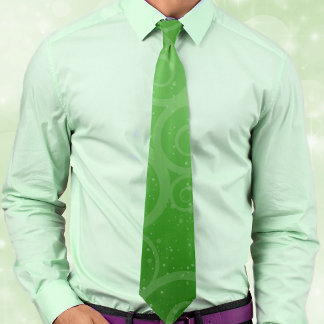 Festive Holiday Green Swirls and Dots Pattern Neck Tie