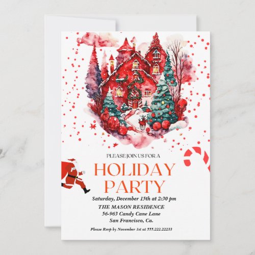 Festive Holiday House  chritsmas party invitation 