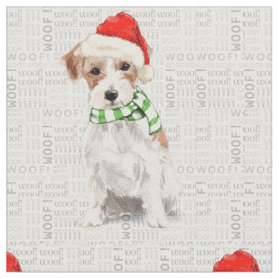 Festive Holiday Jack Russell Terrier Christmas Fabric