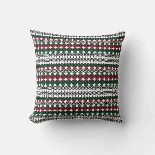 Festive Holiday Knit Pattern Throw Pillow