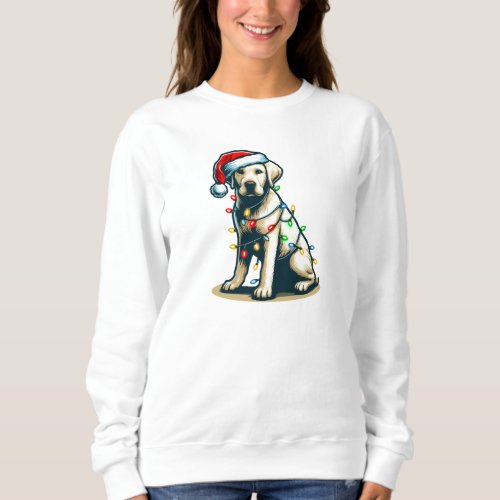 Festive Holiday Labrador Dog with Christmas Light Sweatshirt