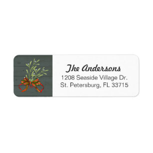 Festive Holiday Mistletoe and Ribbon Label