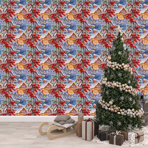 Festive Holiday Mistletoe Berries DIY Peel & Stick Wallpaper