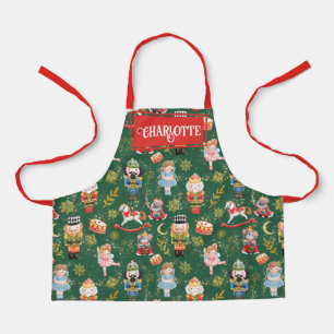 Festive Holiday Nutcracker Ballet Characters Name Apron