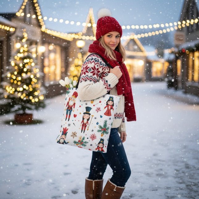 Festive Holiday Nutcracker Christmas Reusable Tote Bag (Creator Uploaded)