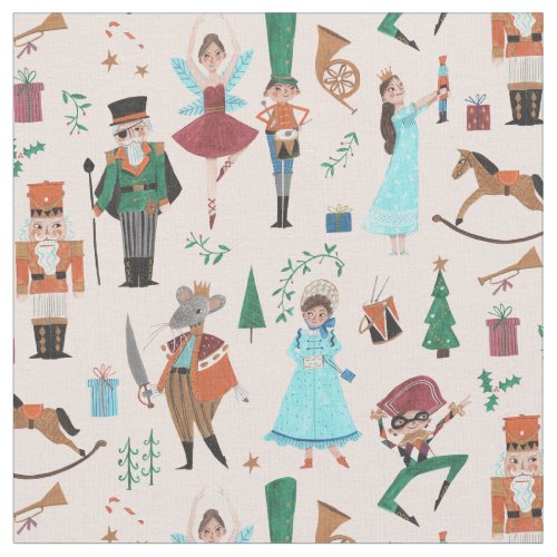 Festive holiday nutcracker pink fabric