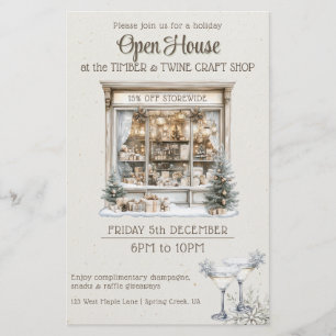 Festive Holiday open house cozy shop marketing Flyer