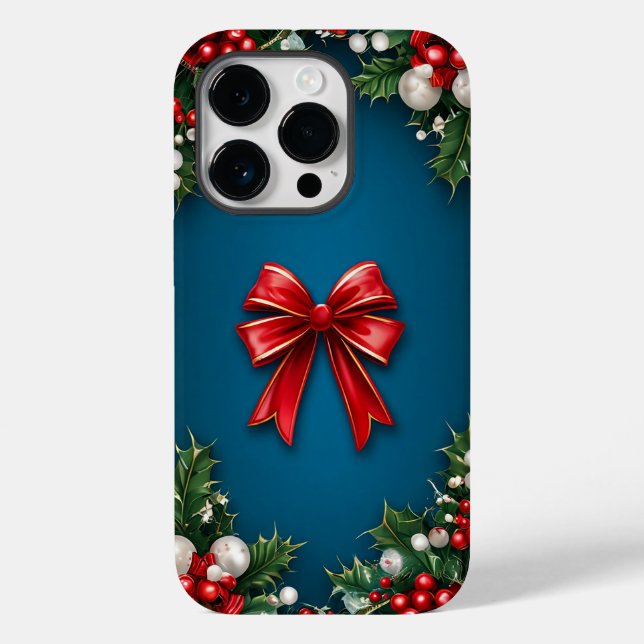 ✨ Festive Holiday Ornament Glow 🎀💙 Christmas Case-Mate iPhone Case (Back)