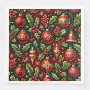 Festive Holiday Ornament Paper Napkin