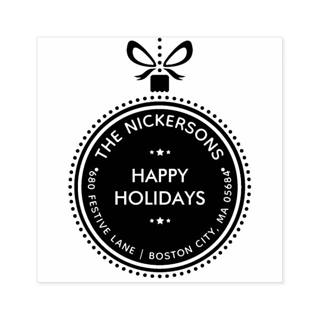 Festive Holiday Ornament Return Address Rubber Stamp (Imprint)