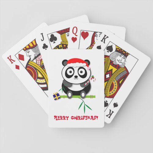 Festive Holiday Panda Christmas Cartoon Poker Cards