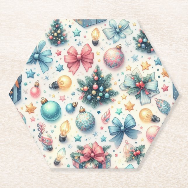 Festive Holiday Paper Coasters  (Front)