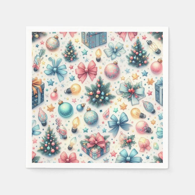 Festive Holiday Paper Plates  Napkins (Front)